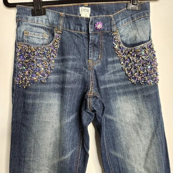 Cache Embellished Beaded Jeans - Picture 2 of 15